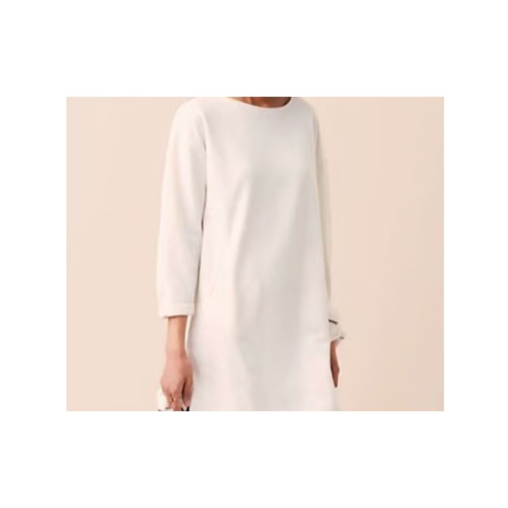 Lou & Grey Sweatshirt Dress Small Oatmeal Cream Pockets Casual Ivory Soft Cotton